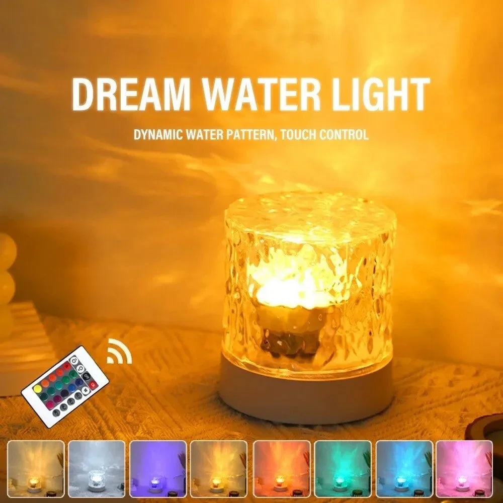 Ondulations D'Eau Lumières Lampe Océan Eau Projecteur Lumière Luminorthe Lumena Lumières Chambre Décor 16 Couleurs Rotatif Flamme Veilleuse
